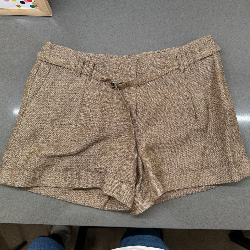 LOFT Tweed-Look Belted Women's Shorts in Light Brown